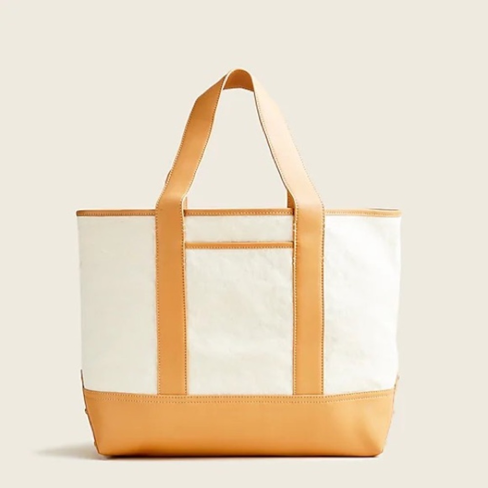 NWT J.Crew leather trim medium montauk tote